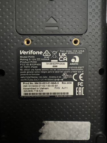 Lot Of(4) tVerifone P200 Plus Pin Pad Credit Card Reader M430-003-01 NAA-5 - Picture 4 of 4
