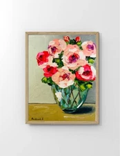 Peonies Painting Flower Art Canvas Impasto Peony Original Oil Painting Peony
