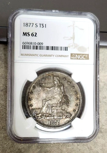 1877-S Trade Dollar - MS62 - NGC - Well Patinaed/Toned