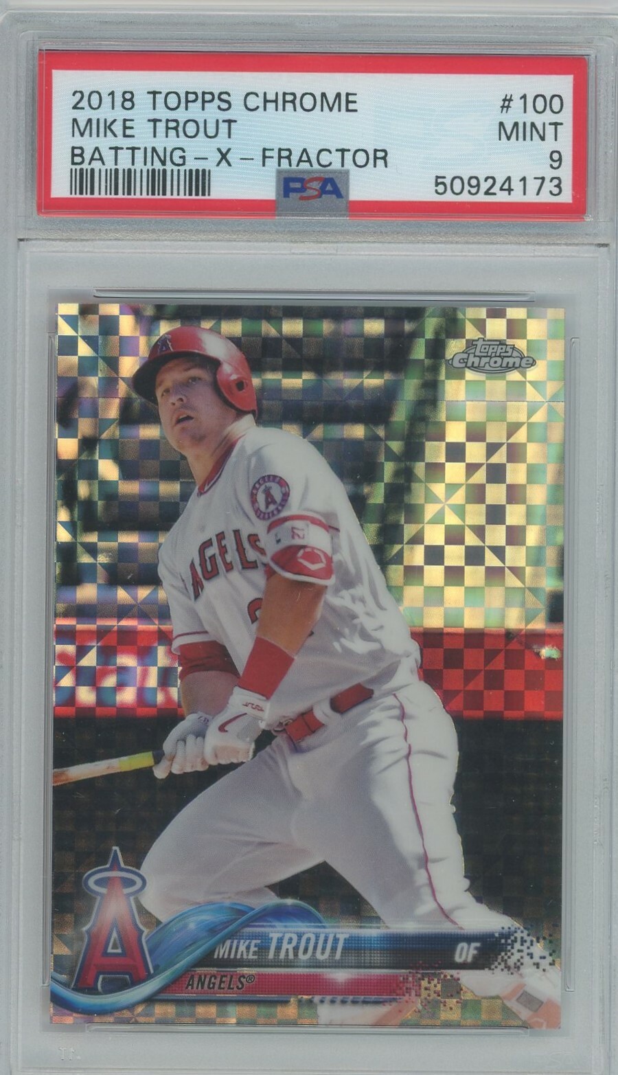 MIKE TROUT 2018 Topps Chrome Batting X-Fractor PSA 9 Mint Los Angeles Angels