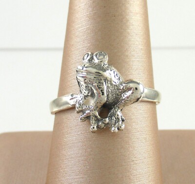 .925 Sterling Silber Frosch Ring süß Größe 8,5 Cartoon wie