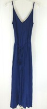 Lulu's Womens XS Maxi Dress Fresh Air Center Slit Navy Tassel Tie Sleeveless EUC