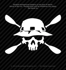 Kayak Skull with Paddles XS-M Vinyl Decal Canoe Oars Window Sticker - 25 Colors