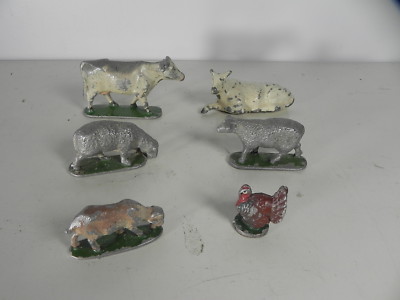 Lot D'animaux De La Ferme Quiralu - Figurines Vintage, Bon état - Aludo Ou Quiralu