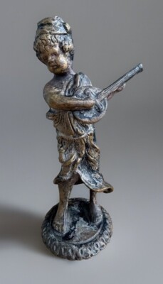 Alte Bronze Figur Mädchen mit Mandoline 