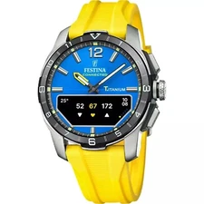 New Festina Connected D Smart Hybrid Titanium Watch OLED Display Yellow F23000/8