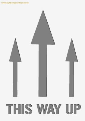 A5/A4/A3 ''THIS WAY UP'' Verpackungsschild Mylar Schablone, dicker 190 Mikron 