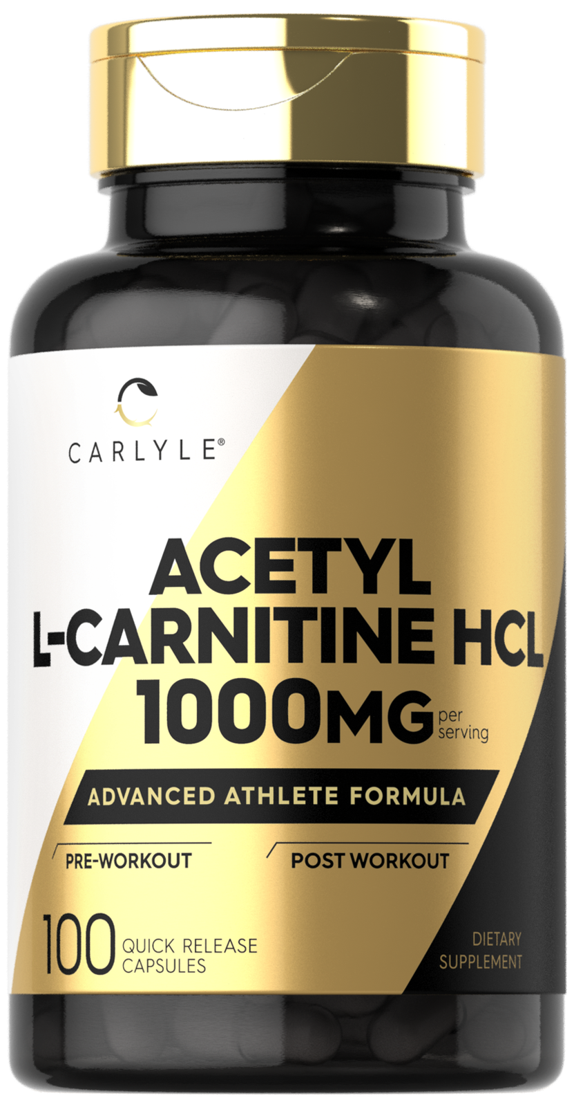 Acetyl LCarnitine HCL 1000mg 100 Capsules NonGMO, Gluten Free