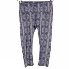 NUX Printed Crop Capri Yoga Leggings Purple Silver Snakeskin Size Large USA Made
