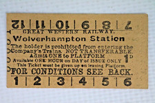 GWR Great Western Railway Wolverhampton Station Platform Ticket