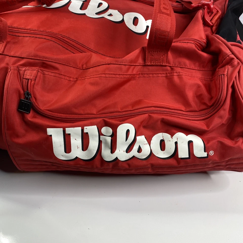 ENORME 30" Wilson Tour Rojo Blanco Negro Bolso de Lona Deportivo Correa para el Hombro Foto 4 de 4