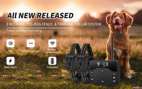 Electric Dog Fence System Wireless Hidden Pet Boundary Containment with 2 Collar - Picture 9 of 18