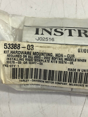 Harley Davidson Motorcycle Softail Rigid Sideplate Hardware Kit P