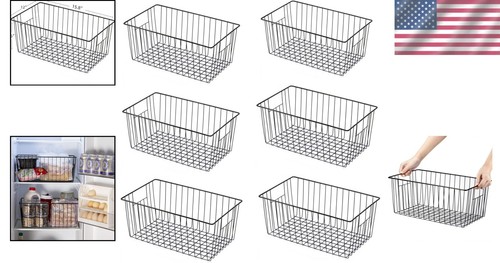Upright Freezer Organizer Baskets: 16x12x6 Inch Wire Bins for Maximum Storage - Picture 2 of 11