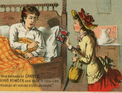Victorian Trade Card Canby's Silver Star Baking Powder Dayton, OH Sick in Bed - Imagen 1 de 3