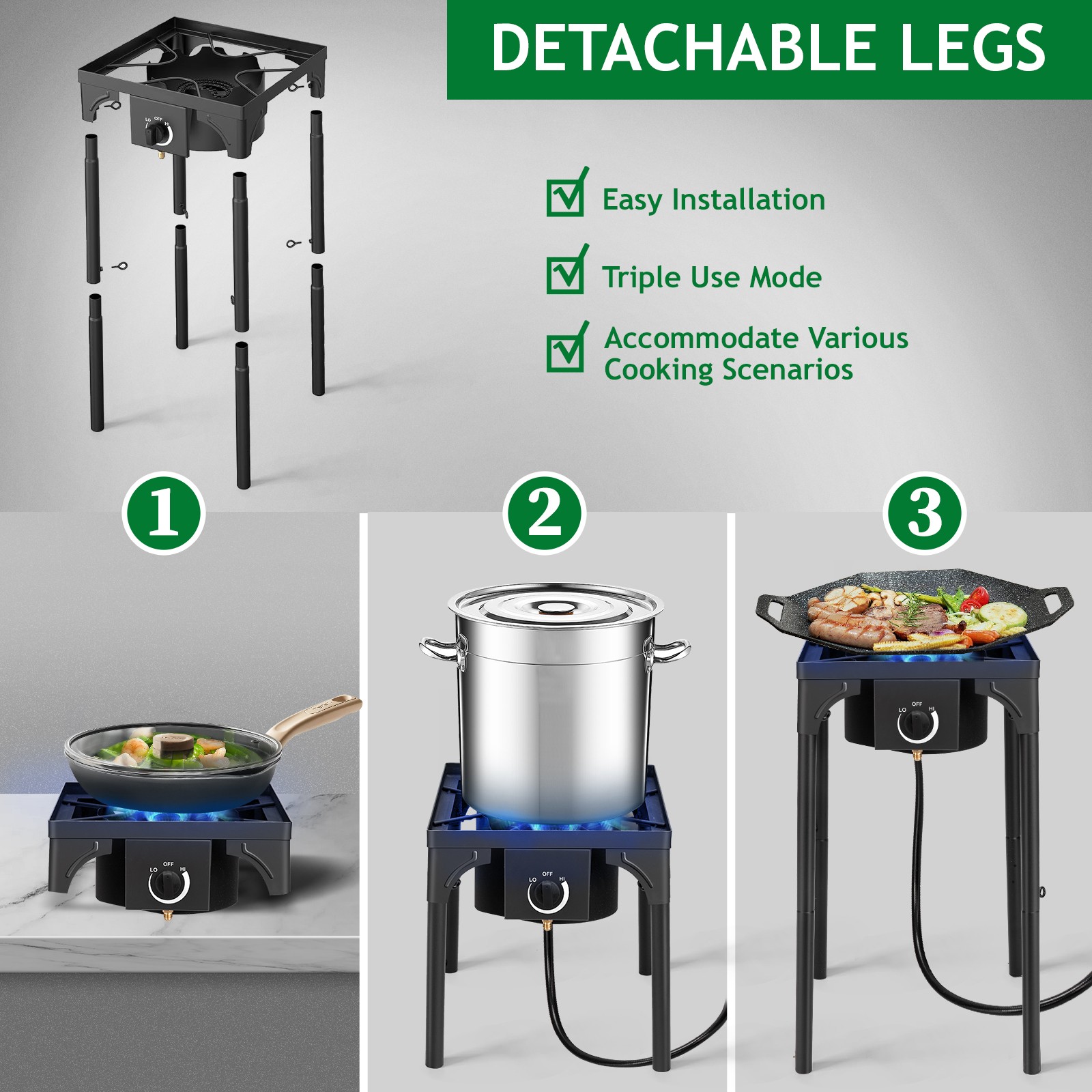 ZOKOP Portable Outdoor Propane 75,000 BTU 1 Burner Camping Stove Party BBQ Grill