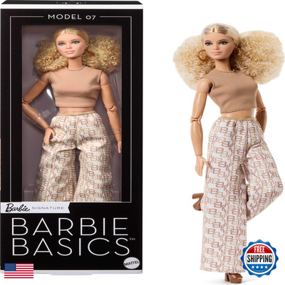 Barbie Mattel Basics Model Collector Fashion Doll 07 Blonde Hair White Print