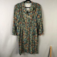 Vintage Anthony Richards Dress Womens Abstract Geo Print Midi Made USA