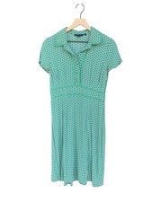 Boden Green Polka Dot Tea Dress 12R US 8 1940s Revival Retro Ribbon Trim Viscose