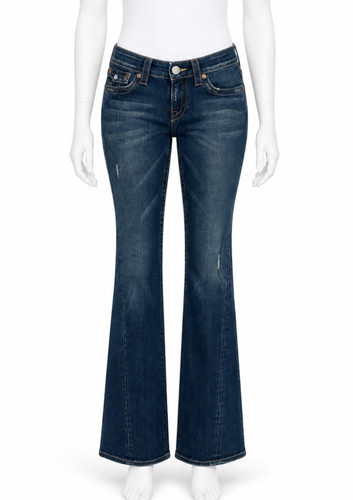 True Religion Joey Jeans Womens 27 Low Rise Flare Dark Wash Made USA Y2K