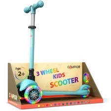Teal Mini 3 Wheel Scooter for Kids   Lean-to-Steer Kick with LED Light-Up Whe...