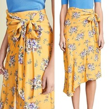 Falda envolvente sintética floral amarilla Yumi Kim Live It Up - venta al por menor $148