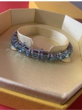 Swarovski Millenia Tennis Bracelet Square Cut Blue Rhodium Plated RRP £250💕