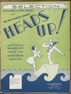 rare RODGERS & HART 1929 BROADWAY sheet music SELECTION from HEADS UP!