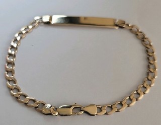 Pulsera Identidad Oro Amarillo 9ct 375 Sello Hecho en Gran Bretaña