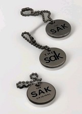 The Sak Original Logo Tag Antique Silver Tone Purse Handbag Charm Replacement 1"