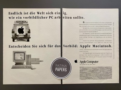1990 Apple Macintosh Mac VW T3 Bus Follow Me Vintage Ad Retro Werbung Reklame