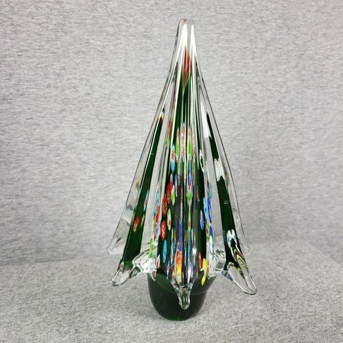 Murano Italy Art Glass Vintage Millefiori Christmas Tree 10" Stunning