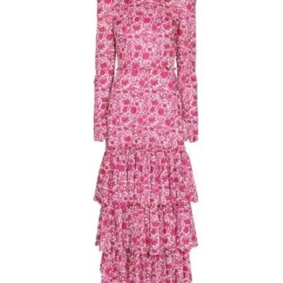 NWT The Vampire's Wife The Liberty Dress 3/4 Fuchsia Sambourne Cotton Silk Sz 10