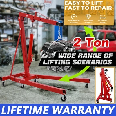 2Ton Mobile Hydraulic Folding Engine Crane Stand Jack Workshop Hoist Lift Lifter - Image 1 of 4