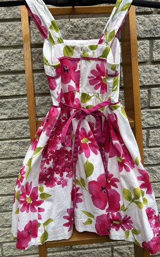 Girls American Princess White Hot Pink Floral Sleeveless T-Shirt Dress Size 4/5 - Picture 3 of 7