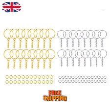 30Pcs Keyring with Chain and Split Rings Gold Silver Keychain Ring Empty Keyring