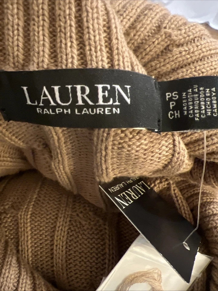 Suéter de algodón con hebilla pequeña Lauren Ralph Lauren para mujer - clásico camel, PS Foto 3 de 4