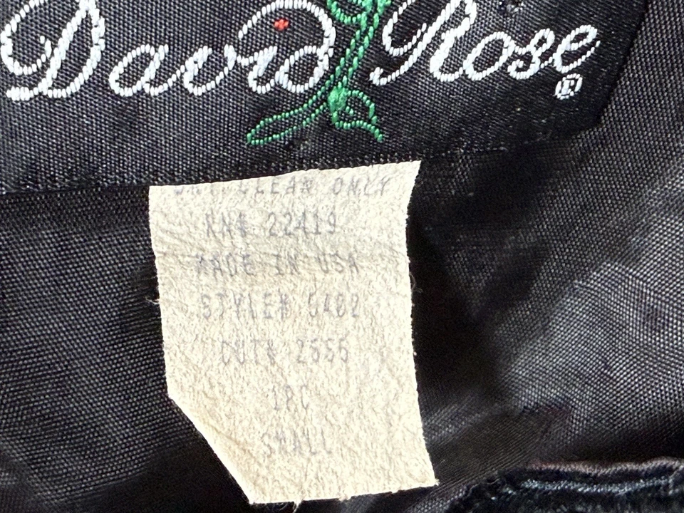 David Rose Velvet Blouse Sheer Sleeves Black Embroidered Victorian Cosplay Goth - Image 4 of 4