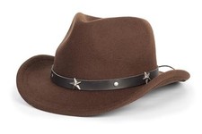 Western Cowboy Cowgirl Hat for Kids Boys Girls Felt Fedora 4-8 Years Coffee