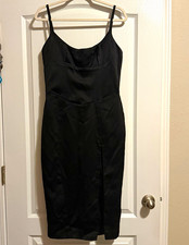 House of CB Casimira Satin Corset Midi Dress in black, Women’s L