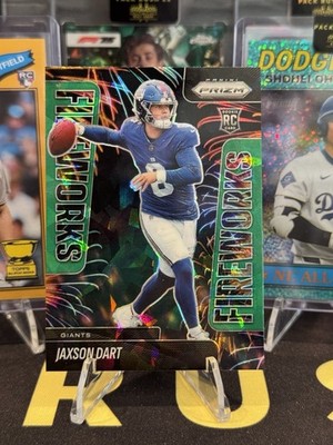 2025 Panini Prizm Jaxson Dart Fireworks #6 RC Green Cracked Ice