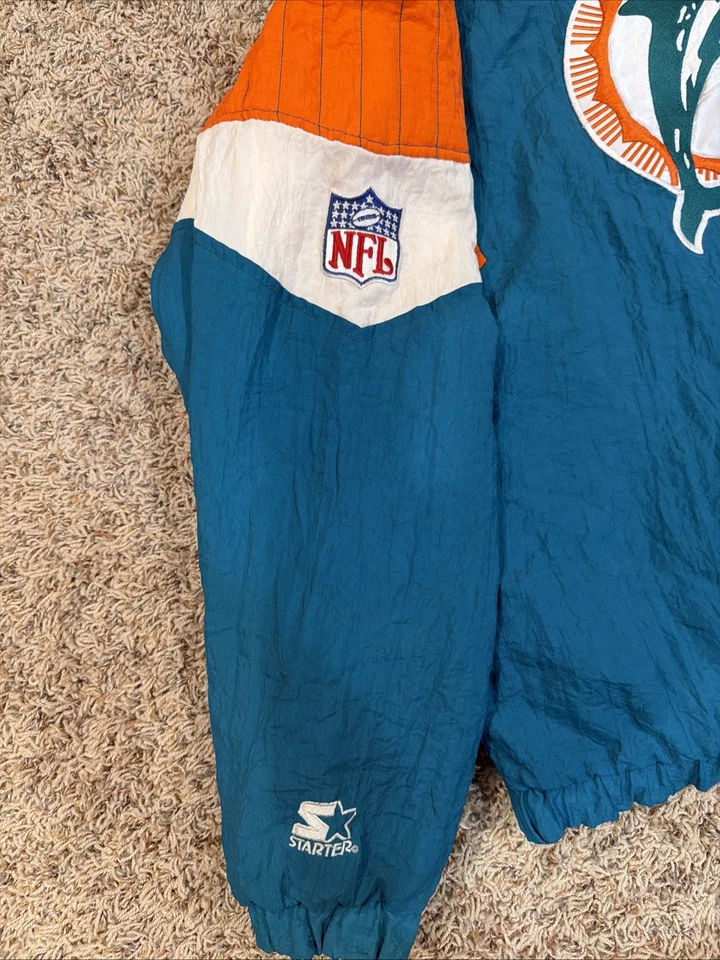 Vintage Starter NFL Miami Dolphins Jacket Half Zip Hooded Men’s Size S - Image 4 of 4