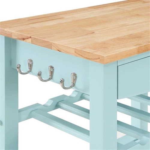 Pemberly Row Butcher Block Kitchen Cart - Thumbnail 3