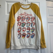 American Eagle Women M The Rolling Stones Graphic Flag Lips Crewneck Sweatshirt