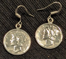 Mercury Dime or Other Coin Earrings 1942 And 1944