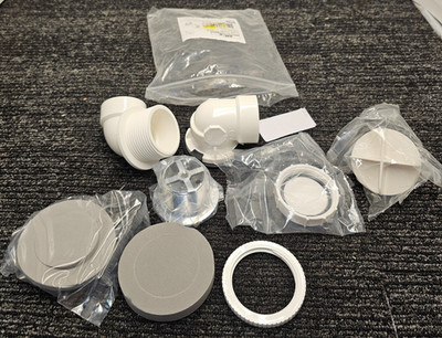 (QTY 3) AB&A 62073 ABA2218RIHF Half Rough-In PVC CP w/ Test & Strainer
