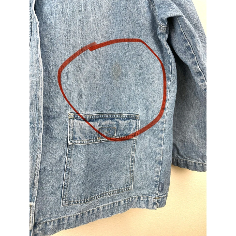 Chaqueta vintage para mujer Y2K años 90 talla XL de gran tamaño con cremallera denim sudadera con capucha ropa de trabajo utilitaria  Foto 3 de 4