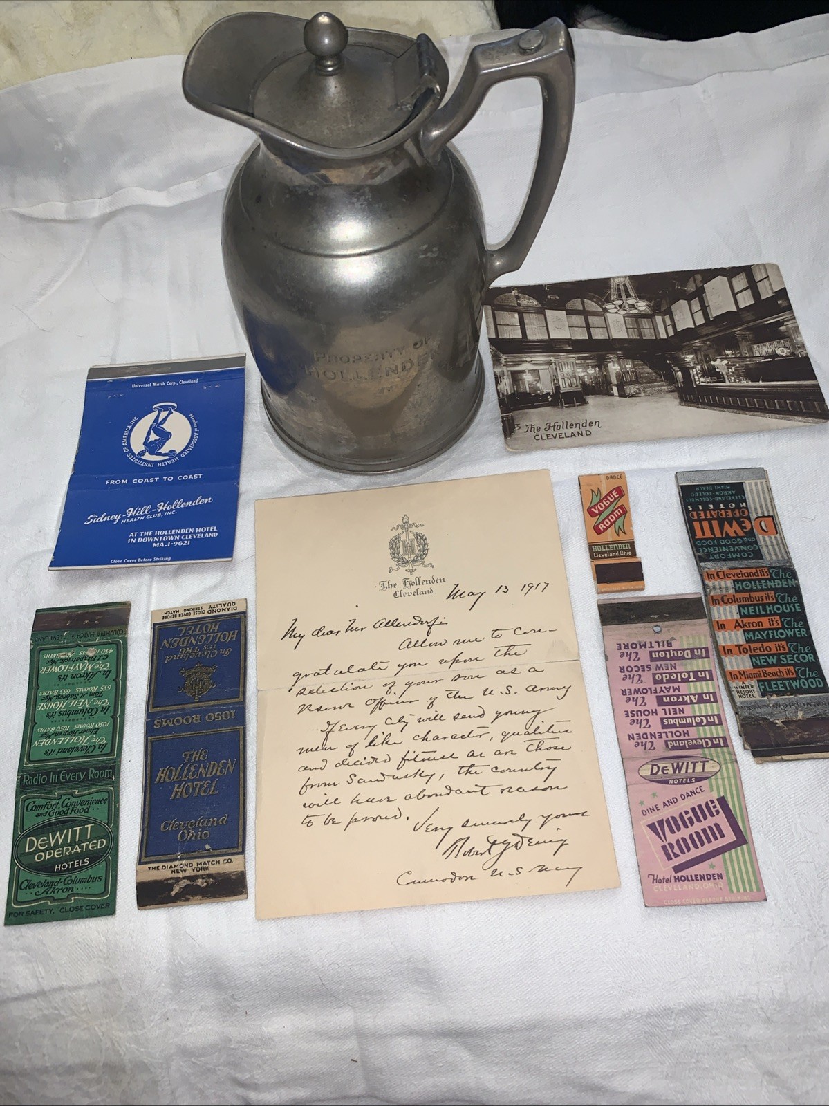 Lot Of  Vintage Hollanden Hotel Cleveland, Ohio  Memorabilia, Stanley, Matchbook