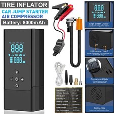 8000mAh Car Jump Starter Tyre Inflator Air Compressor Battery Booster Power Bank