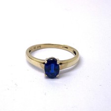9ct Gold Sapphire Ring Size N 9k Yellow Gold Hallmarked Blue Birthstone Ring